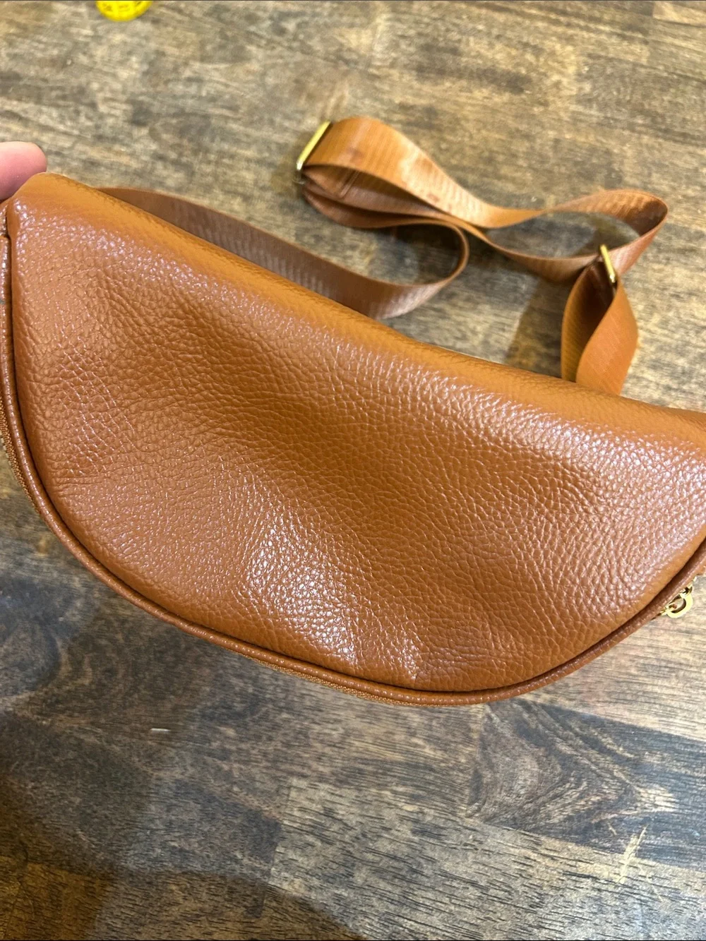 Women's Tan Leather Crossbody Belt Bag